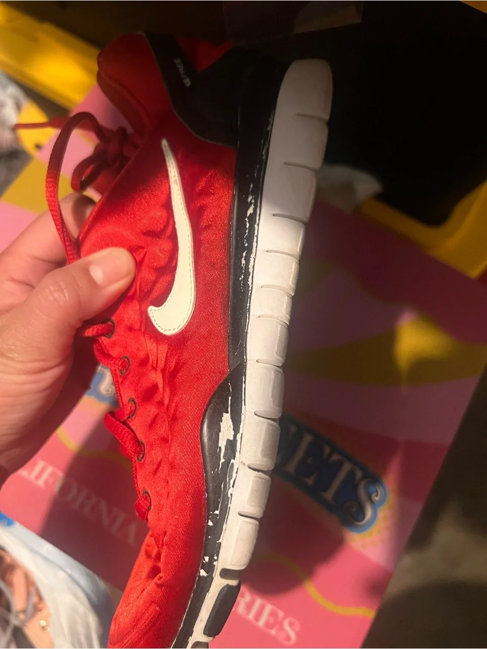 Nike Red Women's Athletic Shoes with White Swoosh